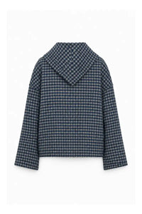 FRNCH Sheffield Navy Blue Checked Scarf Detail Jacket - The Mercantile London
