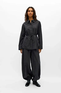 Object Delva Gunmetal Black Check Harem Trousers - The Mercantile London