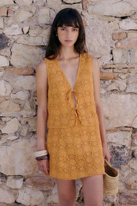 Grace & Mila Vony Orange Crochet Vest Top - The Mercantile London