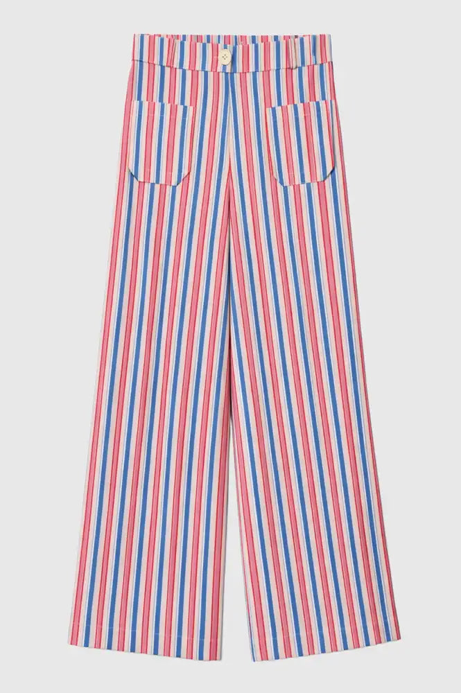 An'ge Rosina Indigo & Pink Striped Trousers - The Mercantile London