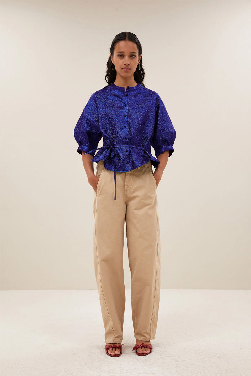 By-Bar Christi Azul Blue Metallic Blouse