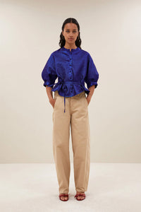 By-Bar Christi Azul Blue Metallic Blouse