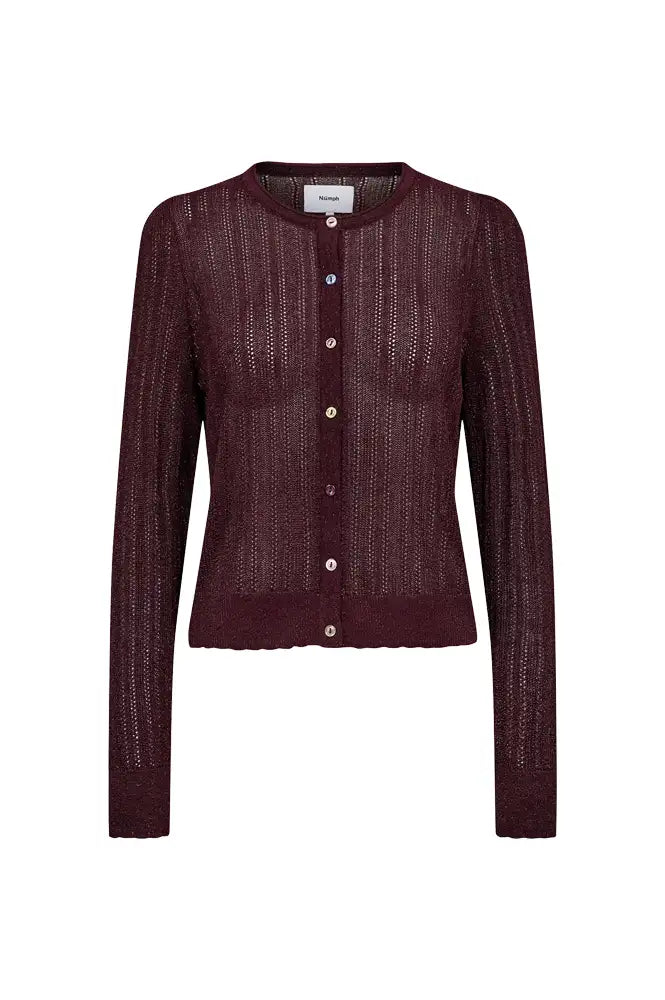 Numph Misla Metallic Fig Cardigan