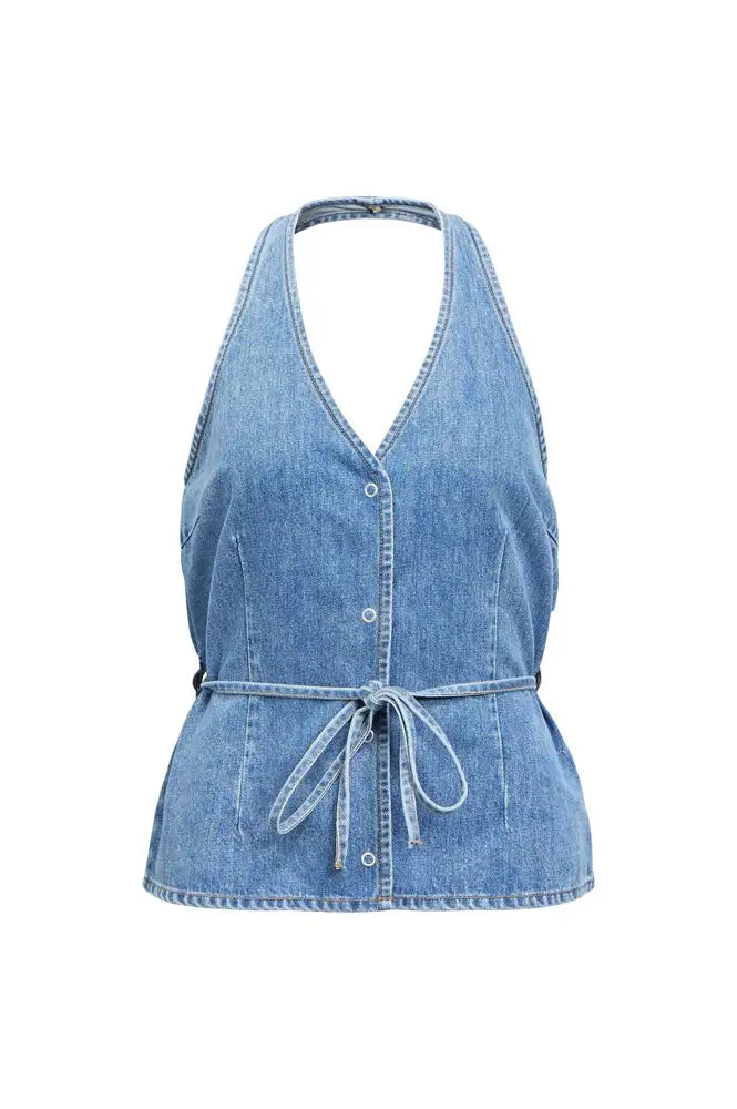 Object Fuller Sleeveless Denim Top - The Mercantile London
