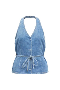 Object Fuller Sleeveless Denim Top - The Mercantile London