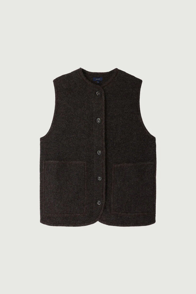 Soeur Chicago Mottle Brown Sleeveless Jacket - The Mercantile London