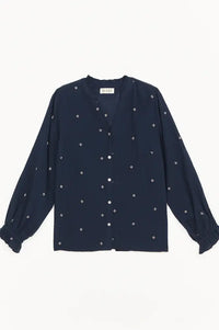 M.A.B.E Lucca Indigo Embroidered Blouse - The Mercantile London