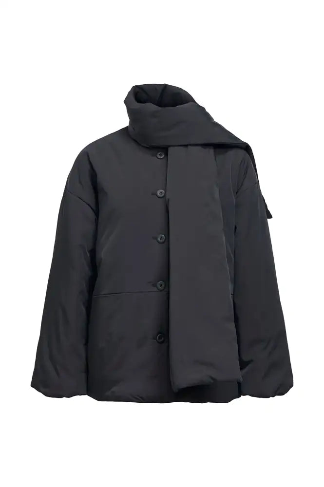 Object Gemmi Black Padded Scarf Jacket