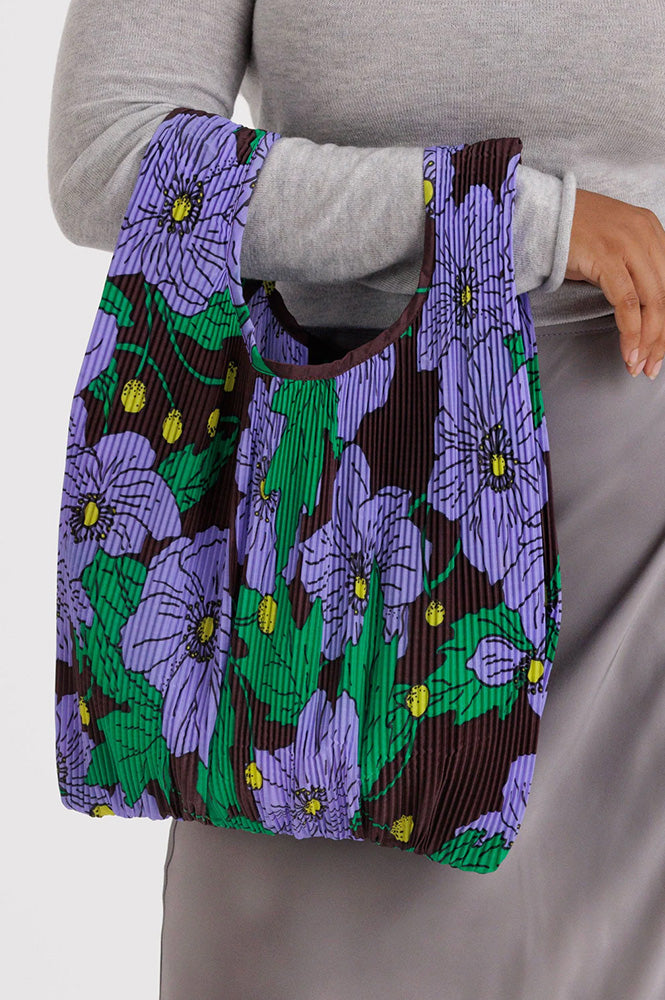 Baggu Pleated Maroon Poppy Standard Bag - The Mercantile London