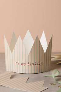 Katie Leamon Striped Paper Crown Birthday Card