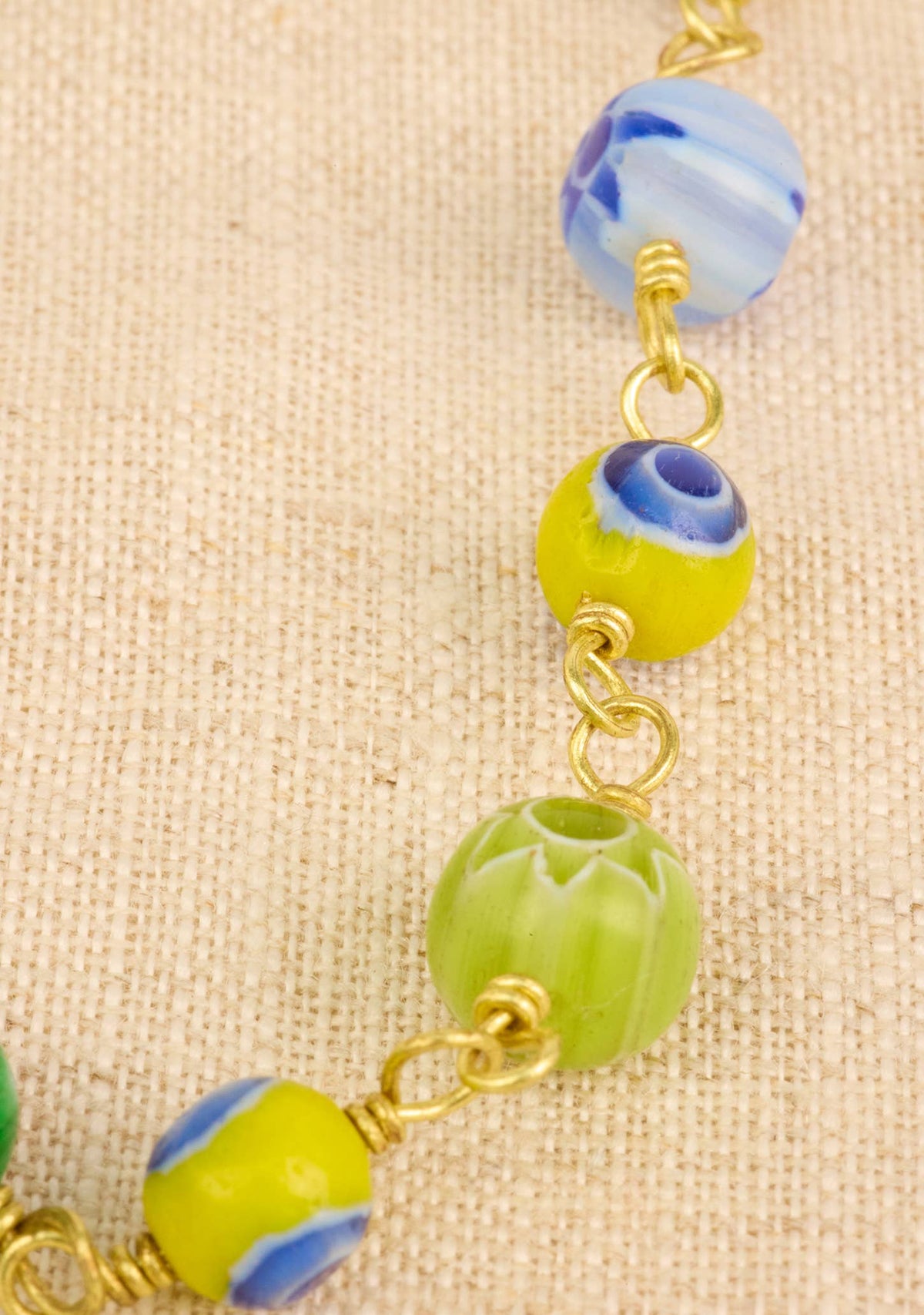 Millefiori Glass Bead Chain Necklace