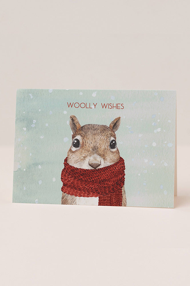 Mister Peebles Woolly Wishes Squirrel Christmas Card - The Mercantile London