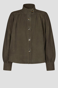 Second Female Zonie Black Olive Suede Jacket