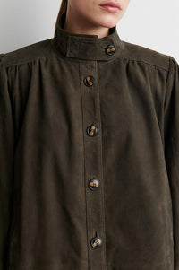 Second Female Zonie Black Olive Suede Jacket