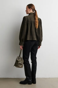 Second Female Zonie Black Olive Suede Jacket