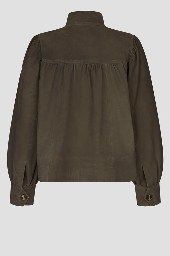 Second Female Zonie Black Olive Suede Jacket
