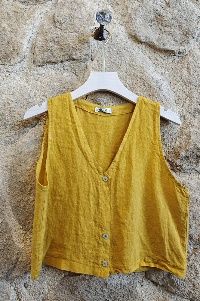 Linen & More Mustard Vest Top