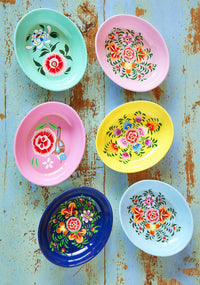 Namaste Hand Painted Blue Oval Trinket Dish