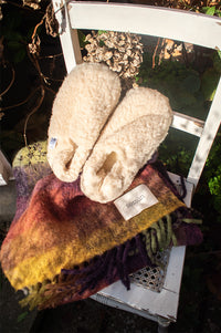 YOKO Wool Beige Natural Slippers - The Mercantile London