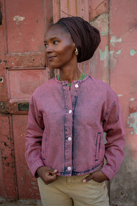 Numph Brooklyn Heather Rose Denim Jacket - The Mercantile London