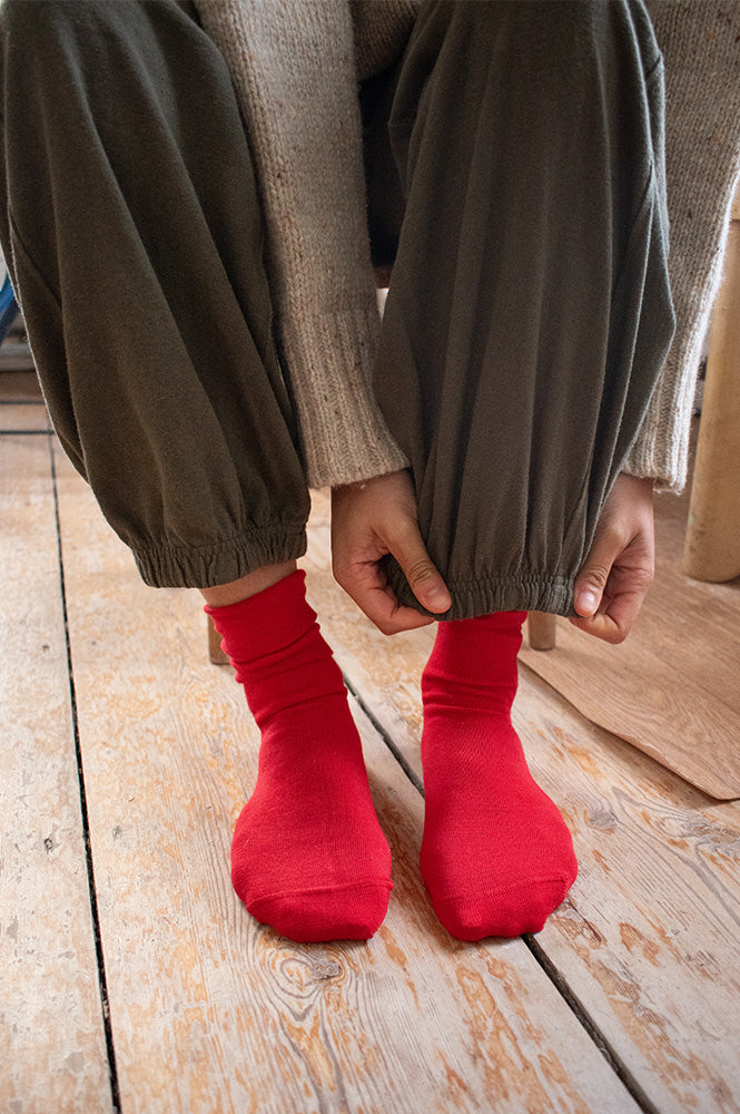 Pairs Postbox Red Merino Socks - The Mercantile London