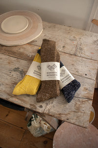 Nishiguchi Kutsushita Boston Ribbed Khaki Socks - The Mercantile London