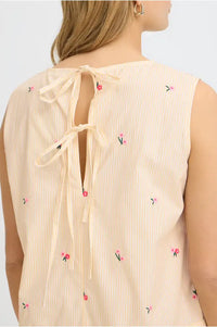 Fransa Bernie Yellow White Stripe Floral Top - The Mercantile London