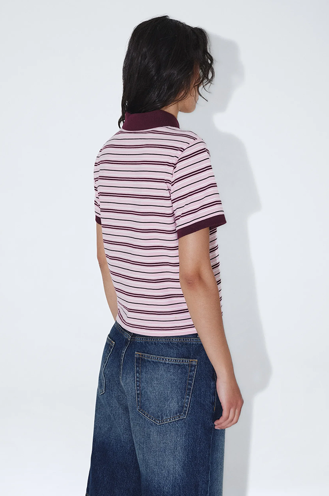 Dr Denim Jade Polo Pink Stripe - The Mercantile London