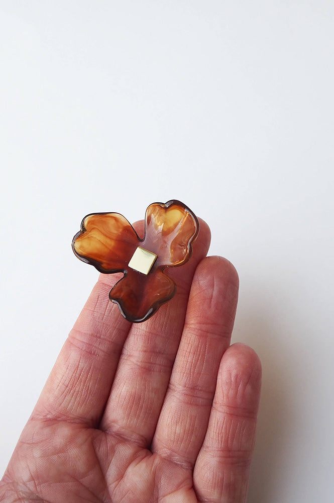 Custom Made Maxi Bloom Floral Earrings in Ochre - The Mercantile London