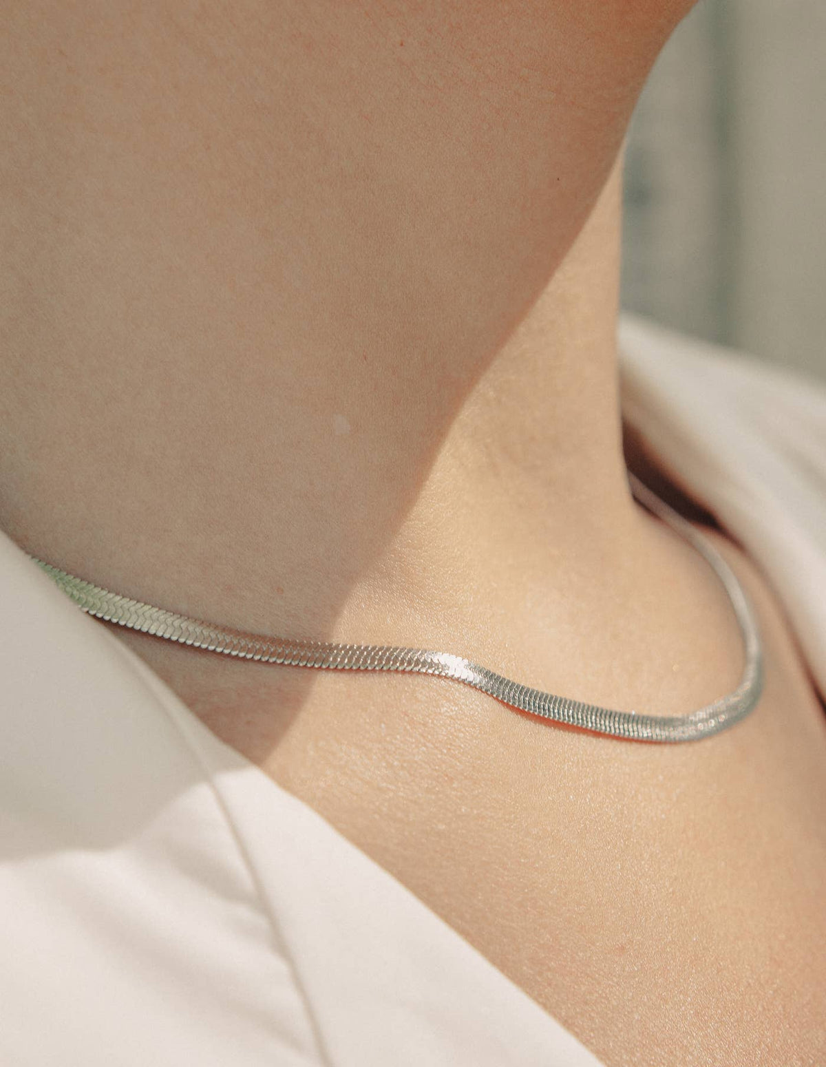 Silver Snake Chain Choker Necklace, Waterproof - The Mercantile London