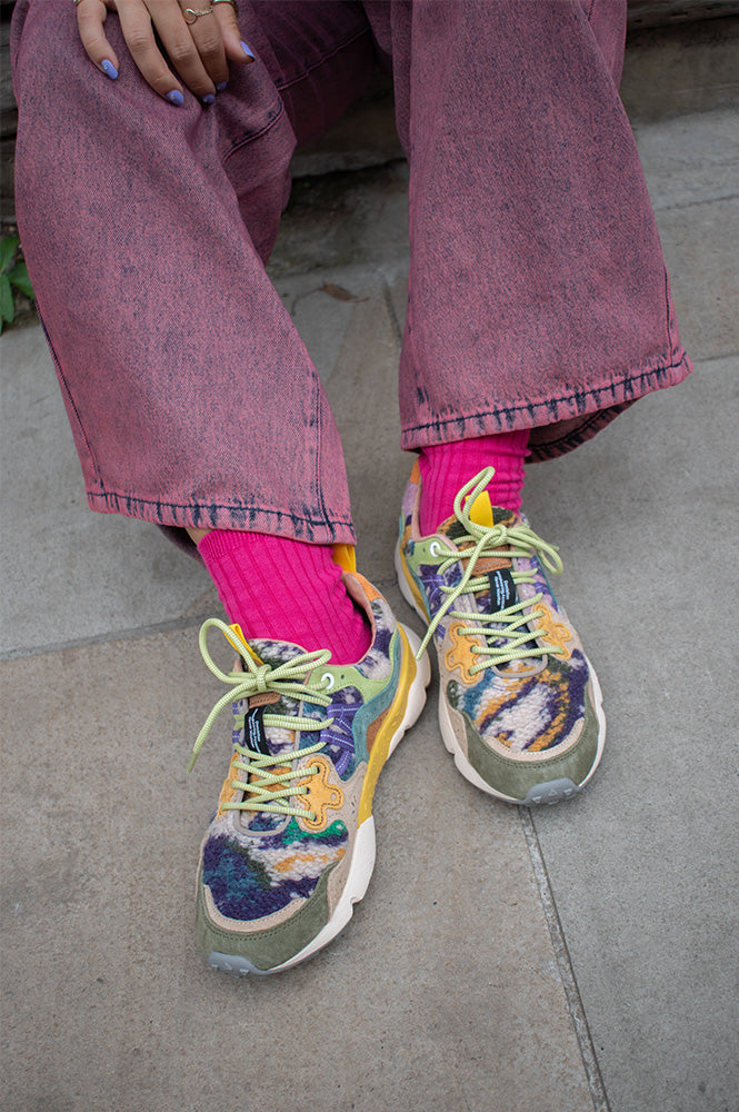 Flower Mountain Yamano Grey Taupe Dark Green Trainers - The Mercantile London