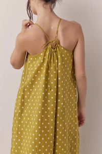 Amente Moss Linen Polka Dot Dress - The Mercantile London