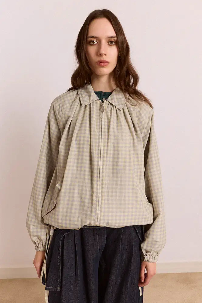 Damson Madder Lailah Oyster Gingham Lightweight Bomber