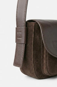 Biba Blunt Brown Leather & Suede Crossbody Bag