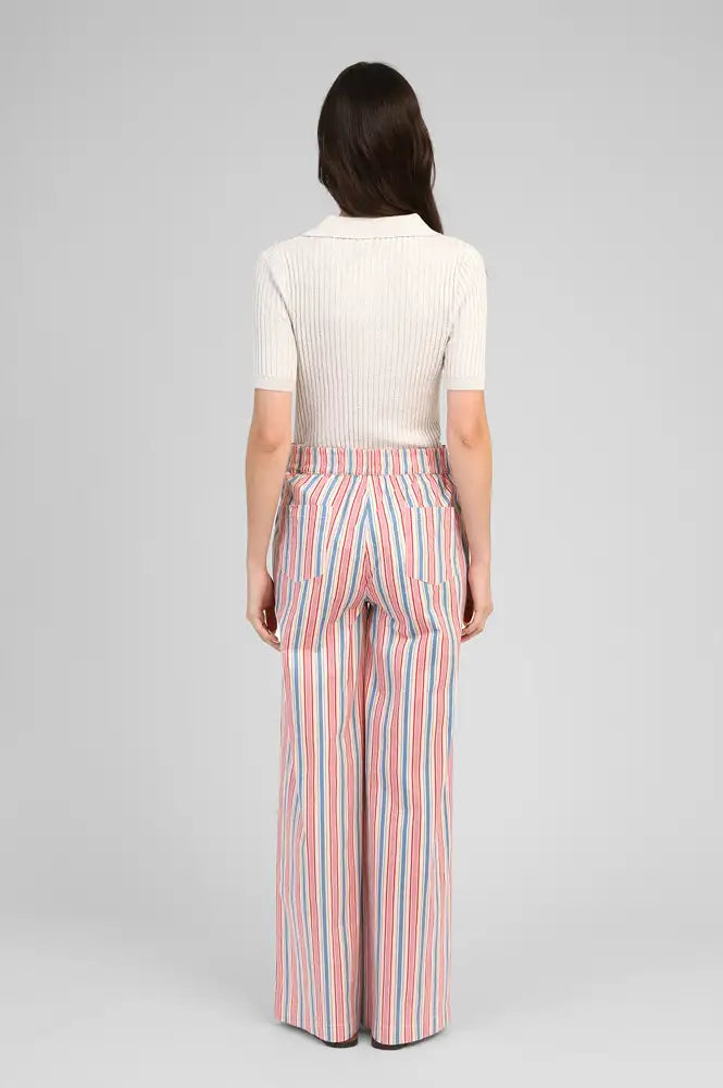 An'ge Rosina Indigo & Pink Striped Trousers - The Mercantile London