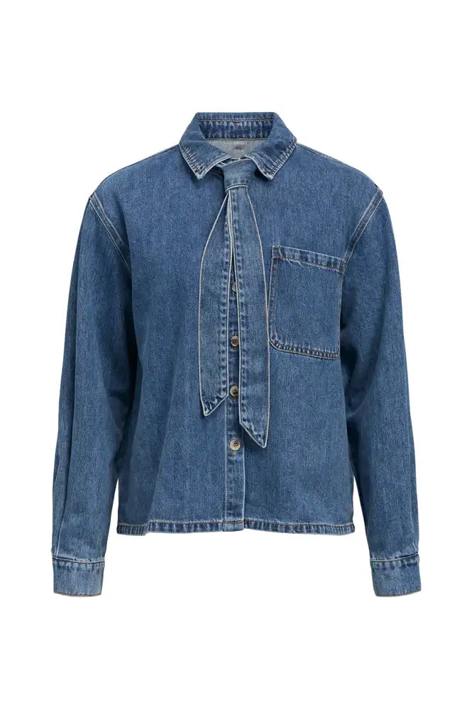 Object Bow Medium Blue Denim Shirt