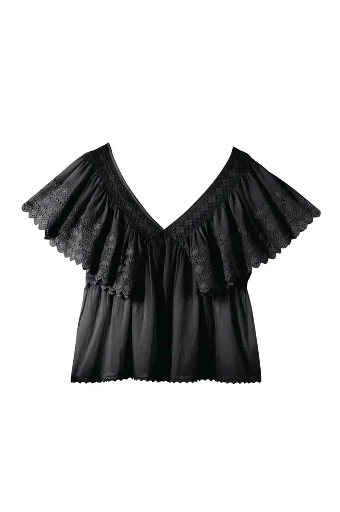 Faune Camelia Black Top - The Mercantile London
