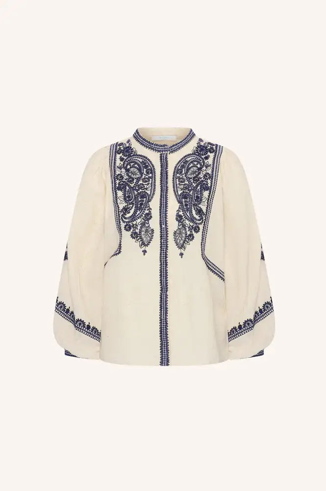 By-Bar Senne Embroidered Sand Blouse