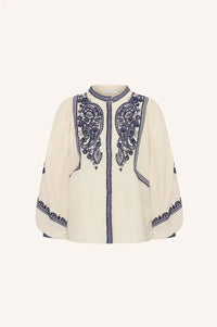 By-Bar Senne Embroidered Sand Blouse