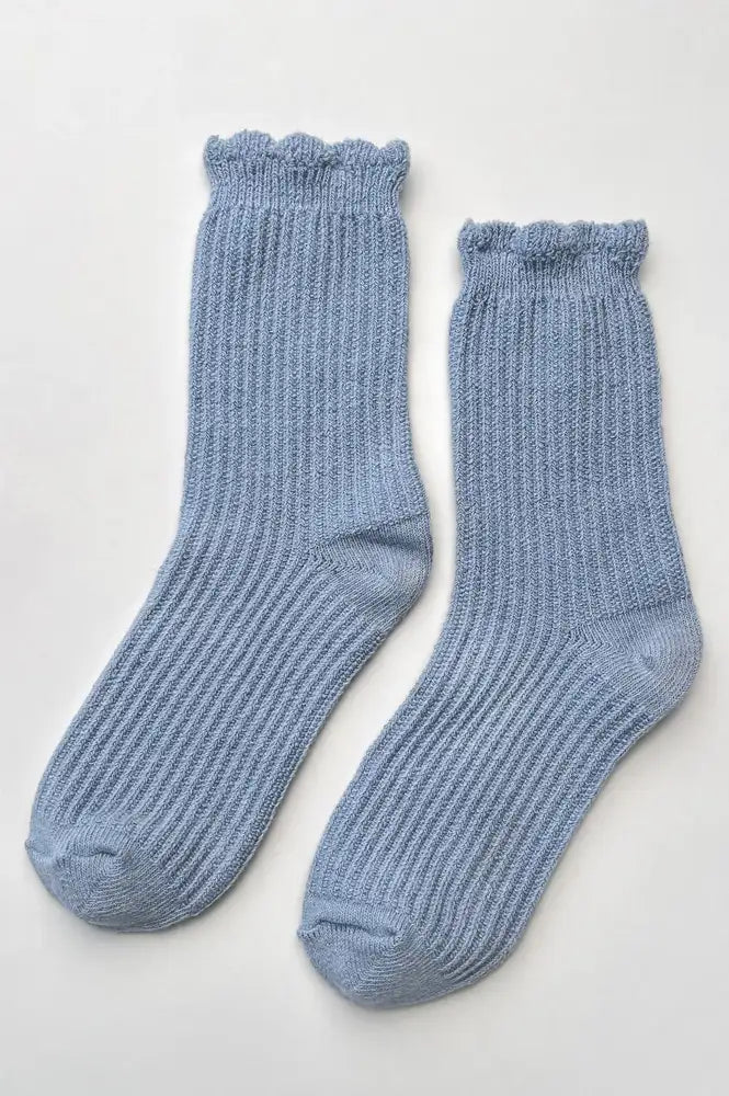 Le Bon Shoppe Linen Scallop Pale Blue Socks