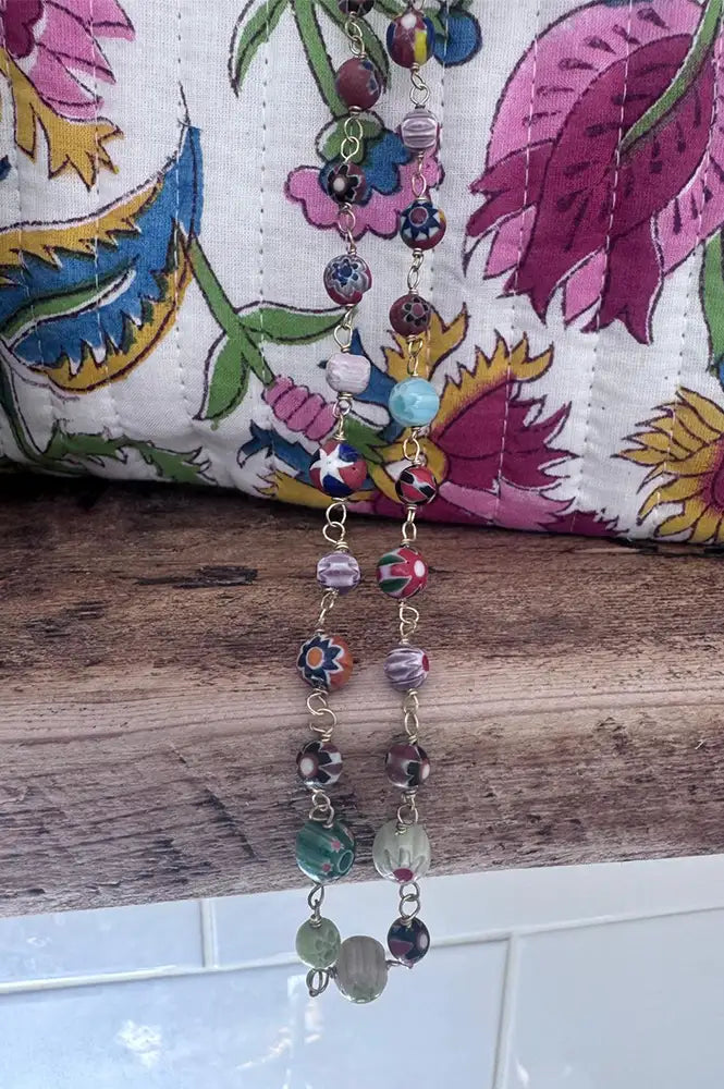 Namaste Millefiori Glass Bead Chain Necklace