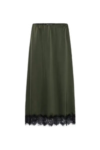 ICHI Laccie Forest Night Lace Edged Skirt - The Mercantile London