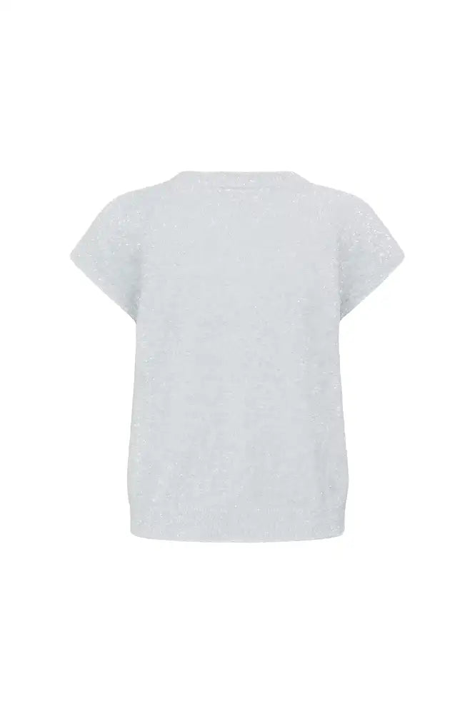 ICHI Aniles Cloud Dancer Metallic Knit Top