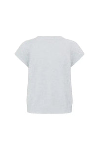ICHI Aniles Cloud Dancer Metallic Knit Top