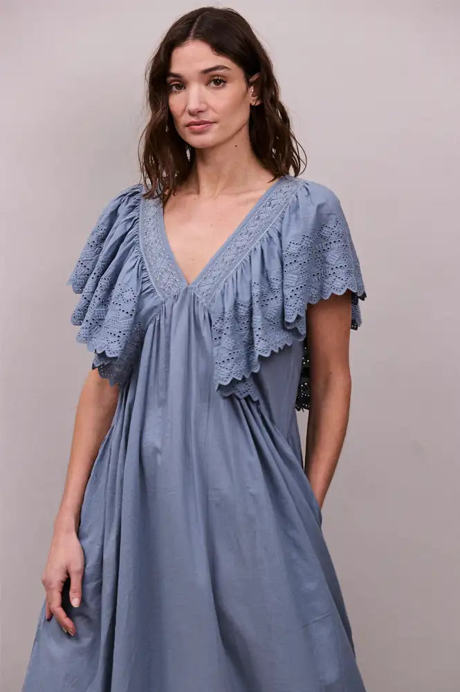 Faune Camelia Cornflower Blue Dress - The Mercantile London
