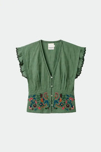 Indi & Cold Emerald Cross Stitch Embroidered Top