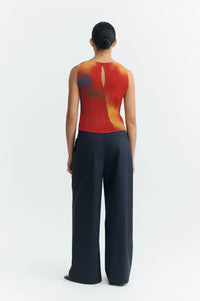 Thinking Mu Dora Red Flowers Pleated Top - The Mercantile London