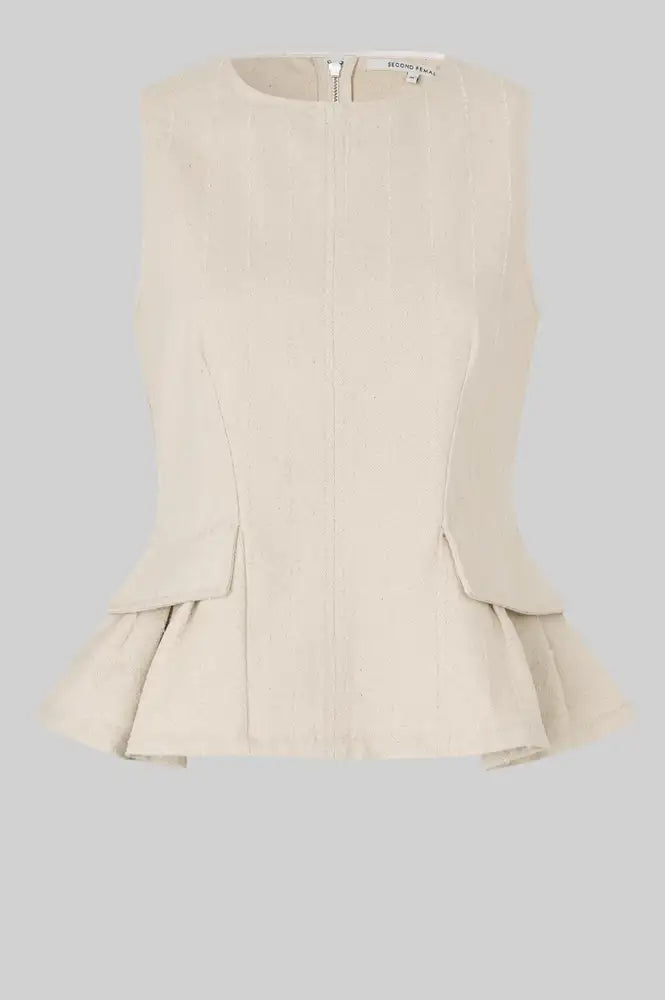 Second Female Roselia Eggnog Peplum Top - The Mercantile London