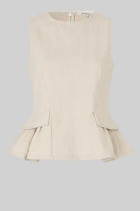 Second Female Roselia Eggnog Peplum Top - The Mercantile London