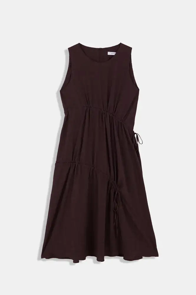 Rita Row Lovie Brown Asymmetric Gathered Dress - The Mercantile London